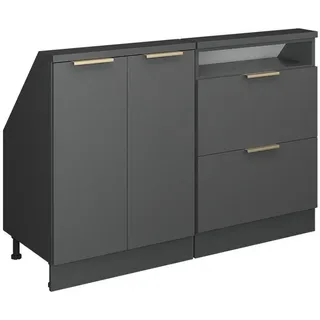 Vicco Küchenschrank FÜR Dachschrägen R-Line Anthrazit-Gold 120 cm 2er Set , Anthrazit, Anthrazit , Holzwerkstoff , Rechteckig , 120x81.6x46 cm , Küchen, Küchenmöbel, Küchenschränke, Küchenunterschränke
