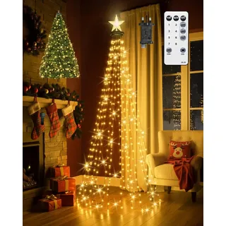 MOXTOYU 400 Warme LED Außen Weihnachtsbeleuchtung innen Lichterkette mit stecker, 2m 8 Modi Timer Fernbedienung, IP65 Wasserdicht Cluster Lichterkette Weihnachten für Weihnachtsbaum Kinderzimmer