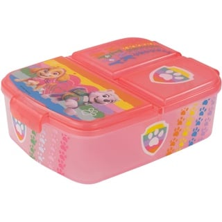 PAW PATROL P:os 33429049 PAW Patrol - Brotdose für Kinder mit 3 Fächern, Lunchbox aus Kunststoff mit Clip-Verschlüssen, Vesperdose für Kindergarten, Schule und Freizeit