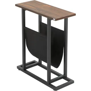 Homcom Beistelltisch mit Stofftasche, Couchtisch, Sofatisch, Nachttisch, Dunkelbraun , Kunststoff , 19x55x49 cm , Wohnzimmer, Wohnzimmertische, Beistelltische