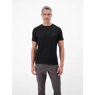 T-Shirt LERROS "Basic T-Shirt mit LERROS Logo-Print", Herren, Gr. L, schwarz, 95% Baumwolle, 5% Elasthan, Rundhals, Shirts T-Shirt, Two-Tone-Optik / Einfarbig / Elastisch / Atmungsaktiv / Bequem