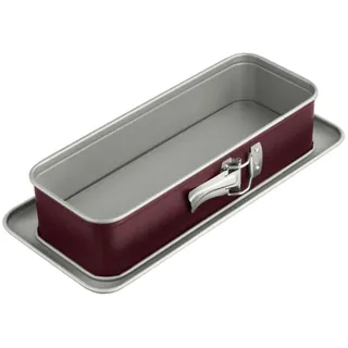 Dr. Oetker Königskuchen-Springform 30x12 cm Back-Liebe Bicolor – Mit Auslaufschutz für perfekte Rührkuchen, Grau/Rot