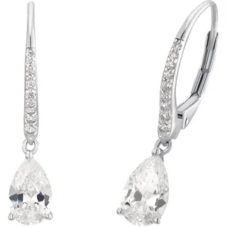 Amor Paar Ohrhänger "Tropfen", bunt (silberfarben, weiß, kristallweiß), Ohrringe, Damen, Silber 925 (Sterlingsilber), mit Zirkonia (synth.)