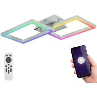 B.K.Licht WiFi RGB-LED Deckenleuchte CCT, chrom-alu, LED/30W mit Fernbedienung