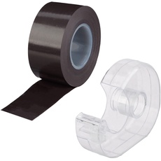 Bild Relaxdays, schwarz Magnetband 5m, mit Abroller, selbstklebendes Klebeband, Magnetstreifen, für Whiteboard & Kühlschrank, 5 m