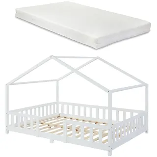 [en.casa] Kinderbett Treviolo 140 x 200 cm Kiefer massiv weiß
