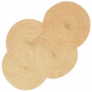 Homescapes Tischset gold im 4er-Set, Platzsets rund geflochten, 40 cm , Goldfarben , Textil , Uni , Rund , 40x40 cm , Oeko-Tex® , Heimtextilien, Wohntextilien, Tischwäsche, Tischsets