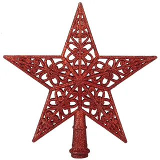 Christmasbaum Spitzenstern Deko - 20cm Voll Glitter - Rot
