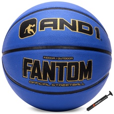 AND1 Fantom Gummi-Basketball: Offizielle Verordnung Größe 7 (74,9 cm) Gummi-Basketball – Tiefe Kanalkonstruktion, Streetball, hergestellt für Indoor- und Outdoor-Basketballspiele, Marineblau