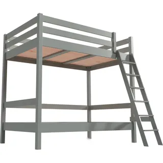 Etagenbett 2-Sitzer 120x200 für Erwachsene Treppe Holz Sylvia - Grau
