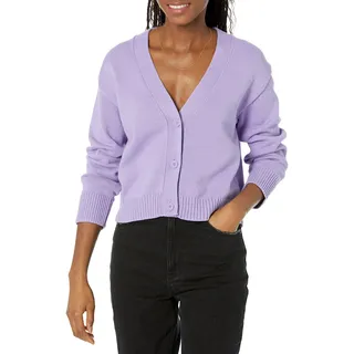 Amazon Essentials Damen Kurzer Cardigan mit V-Ausschnitt in lockerer Passform, Purpur, M