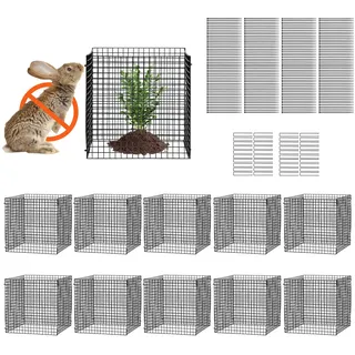 Vevor 10er-Set Pflanzenschutz vor Tieren, 305 x 305 x 305 mm Pflanzenkäfig aus Q195 EP, für Pflanzen im Freien, Blumen und Gemüse, hält Hasen, Hühner und Eichhörnchen fern, 40-teiliges Metallgeflecht