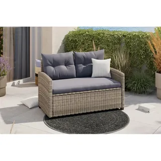 Ambia Garden Gartenbank , Grau, Dunkelgrau , Metall, Kunststoff, Textil , 120x76x67 cm , mit Rückenlehne , Gartenmöbel, Gartenbänke, Gartenbänke