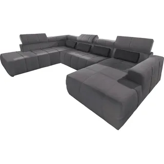 DOMO collection Wohnlandschaft Kunstleder 3-Sitzer Dunkelgrau