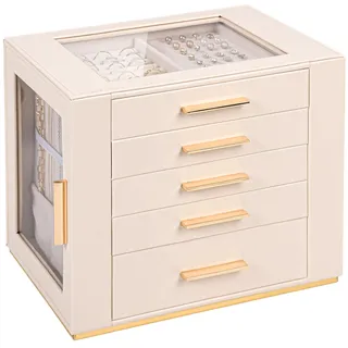 Yieseang Schmuckkasten,Schmuckkästchen Groß,Schmuckaufbewahrung Mädchen | Schmuck Organizer Schublade,Schmuckschatulle mit Glasdeckel,Jewelry Box für Ohrringe,Uhren,Ringe,Schmuckbox für Weihnachten
