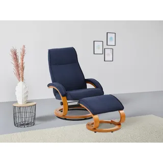 Home Affaire Relaxsessel »Paris TV-Sessel, Sessel mit Hocker, Wohnzimmer, Schlaffunktion manuell«, (Set, 2 St., bestehend aus Sessel und Hocker), verstellbar, Microfaser, NaturLEDER, Webstoff, Sitzhöhe 46 cm blau