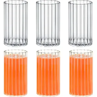 Wilmax Geriffeltes Glas 250 ml 6er Set WL-888624/A6 - Transparent