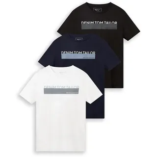 Tom Tailor Triplepack T-Shirt blau/weiß/schwarz S