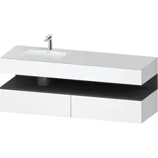 Duravit Qatego Einbauwaschtisch mit Konsolenwaschtischunterbau, 1600x550x600mm, Nische Graphit Matt, Becken links, QA4795049, Farbe: Weiß Matt