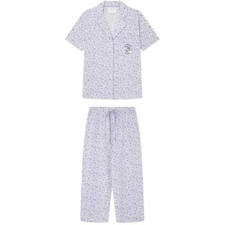 Women'secret Damen Pyjama aus 100% Baumwolle, Lila Snoopy Pyjamaset, Purple Print, S