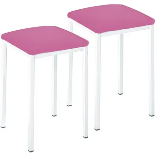 ASTIMESA TACUBL Zwei Küchenhocker, quadratisch, Kunstleder, Rosa, Gestell aus Aluminium, Sitzhöhe: 45 cm