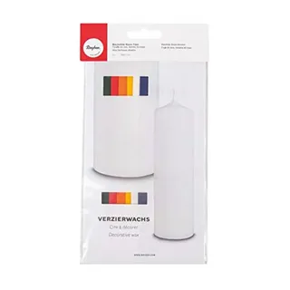 RAYHER HOBBY Rayher 3102200 Verzierwachs Basis-Töne, Set 6 Verzierwachsplatten, Farben sortiert, je 20 x 6,5 cm, Wachs zum Kerzen verzieren, Kerzenwachs, Wachsfolie