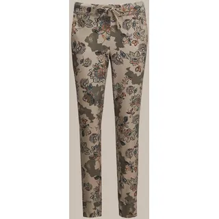 Jogger Pants MADELEINE "Druckhose Hose mit Blumenmuster", Damen, Gr. 36, N + K Gr, bunt (helltaupe, multicolor), Obermaterial: 88% Polyamid PA. 12% Elasthan EL., Modern, Hosen Jogger Pants