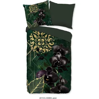 Duvet cover Good Morning 135x200 + 1* 80x80 cm - orchids and gold elements - Grün