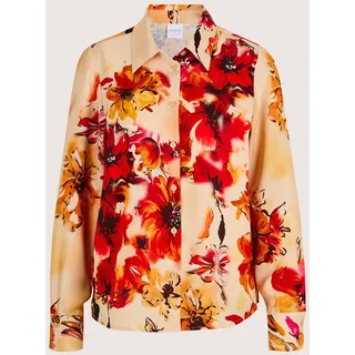 Langarmbluse MADELEINE "Hemdbluse Elegante Bluse mit Hemdkragen", Damen, Gr. 44, orange (pfirsich, multicolor), Obermaterial: 100% Viskose CV., Modern, Blusen Langarmbluse