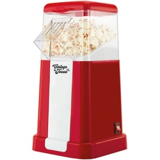 JOCCA 5617U Vintage Retro Hot Air Popcorn Maker for Healthy and Fat-Free Popper, 1200 W, Red