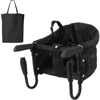 Surplex Tischsitz Faltbar Babysitz, Baby Hochstuhl Sitzerhöhung mit Transporttasche, für Kleinkind Carrier für zu Hause und Unterwegs, Belastbar bis 15 kg (Schwarz)