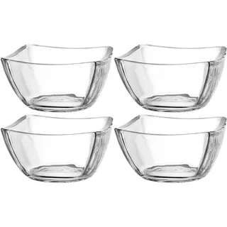 LEONARDO HOME Piazza Schale, 4er Set, spülmaschinenfeste Servierschalen, Schalenset, Glasschalen zum Servieren, moderne Salatschalen, hochwertiges Schälchen-Set, Höhe 6,5 cm, transparent, 024407