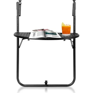 SWANEW Balkontisch Hängetisch klappbar Metall Hängeklapptisch Balkonhängetisch 60x40cm - Schwarz