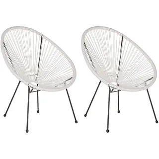 Beliani Rattanstuhl Gartensessel 70 x 90 x 87 cm schwarz/weiß 2 St.