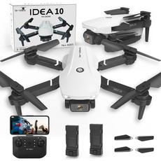 IDEA10 Mini Drohne für Anfänger, RC Quadrocopter mit Mehr Kamera FPV Übertragung 3D Flip Höhenlage Halten, Faltbare Drone Geschenk für Jungen, 18 Minuten Flugzeit 2 Modularen Batterien