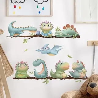 COVPAW Wandtattoo Wandaufkleber Dinosaurier Niedlich Kinderzimmer Wohnzimmer Kindergarten usw. Drachen Wandsticker Wanddeko Babyzimmer Schlafzimmer Jungezimmer Geschenk (DinoNiedlich)