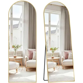 Boxxx Standspiegel , Goldfarben , Metall, Glas , formgebogen , 50x160x33 cm , Facettenschliff, Ganzkörperspiegel , Garderobe, Garderobenspiegel