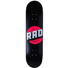 RAD Unisex – Erwachsene Solid Logo Skateboard, Schwarz/Rot, 7.75"