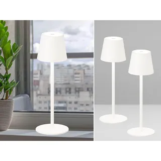 2er SET dimmbare Akku Tischlampen Weiß 38cm für Innen - mit USB Kabel aufladbar - Weiß