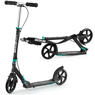 Soke Cityroller Scooter Roller Tretroller Kickroller Kickscooter City SOKE (Schwarz-Türkis)