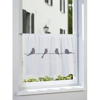 Querbehang HEINE HOME Gr. 3, grau (weiß, grau), B:100cm H:60cm, Baumwolle, Gardinen, Querbehang