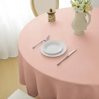 Softalker kleine Tischdecke rund 120 cm rosa Tischdecken abwaschbar Leinenstruktur Wasserabweisend Tischtuch Tischtafel Table Cloth für Outdoor Garten Party Geburtstag Oster Sommer Frühling Couchtisch