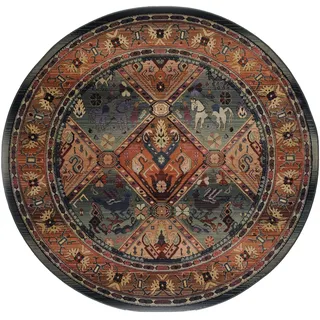 Theko Orientteppich mit Vintage-Effekt | sehr robust und strapazierfähig | 120 cm rund; Farbe: Grün markenteppiche - Gabiro