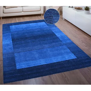 THEKO Wollteppich »Gabbeh Super, Handweb, Teppich, Bordüre, reine Wolle,« rechteckig 9 mm Höhe Schlafzimmer, Wohnzimmer, Esszimmer, auch als Läufer und Bettumrandung, blau