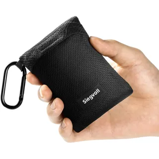 Siegvoll Picknickdecke klein mit praktischem Karabiner, Ultraleicht, ultradünne tragbare Stranddecke, Outdoor Decke für Picknick, Strand, Camping und Wandern (Schwarz, 2-3 Personen)