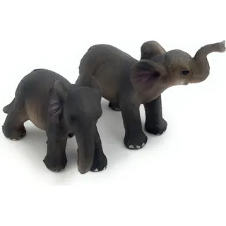 Onwomania Polyresin Figur Elefant zweifach Rüsseltier Afrika Tier Dekofigur aus Polyresin Grau 7 cm