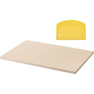 SucceBuy Pizzastein Backstein 508 x 355 mm, rechteckiger Cordierit-Stein, große Backplatte mit Schaber, 17 mm dick, hitzebeständig, ideal für Ofen, Brotbacken, Pizzabacken und Grillen