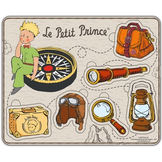 PLANÈTE BOIS 865004 le Petit Prince Flugzeugpuzzle-Lernspiel-Der kleine Prinz-865004-6 Teile-Mehrfarbig-Holz-Kinderspiel-Kinderpuzzle-21,5 cm x 17,5 cm-Ab 18 Monaten, Mehrfarbig