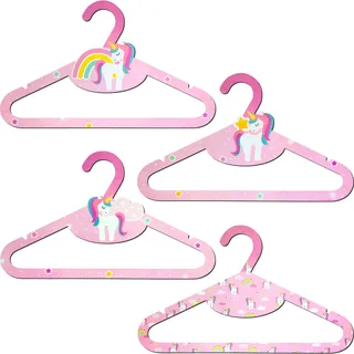 Dalber Kinder-Kleiderbügel aus ökologischem Holz – Einhörner, Tiere – 8 Stück (2 Modelle) – 31 cm – lustiges, sicheres Design für Babys und Kinder – ideal für den Schrank.