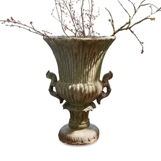Loberon Amphore Estefanie, antikgrün | handbemalt - mit kunstreichen Details und authentischer Patina - Vase aus Kunststein geformt - Blumenvase - Wohn-Accessoire